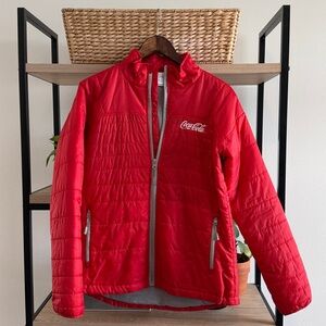 J. America Coca-Cola Red Lightweight Full Zip Puffer Jacket, L